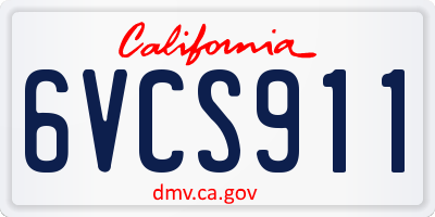 CA license plate 6VCS911