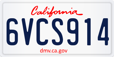CA license plate 6VCS914