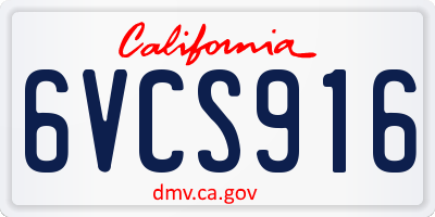 CA license plate 6VCS916