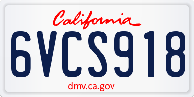 CA license plate 6VCS918