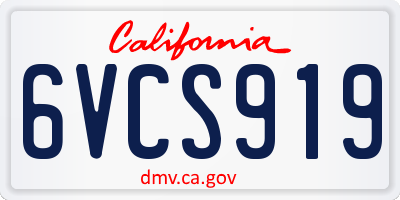 CA license plate 6VCS919