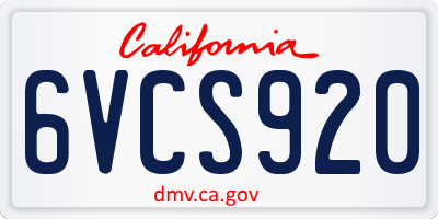 CA license plate 6VCS920