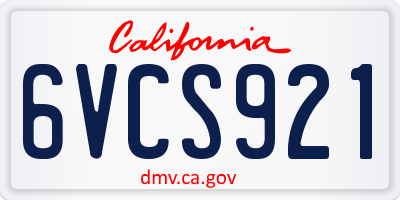 CA license plate 6VCS921
