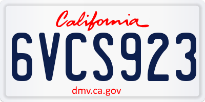 CA license plate 6VCS923