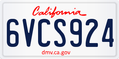 CA license plate 6VCS924