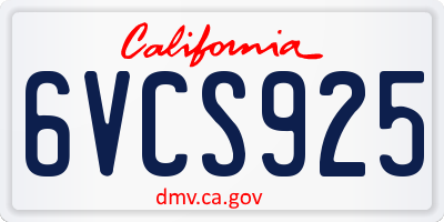 CA license plate 6VCS925