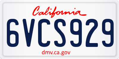 CA license plate 6VCS929