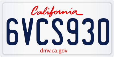 CA license plate 6VCS930