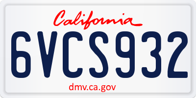 CA license plate 6VCS932