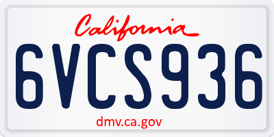 CA license plate 6VCS936