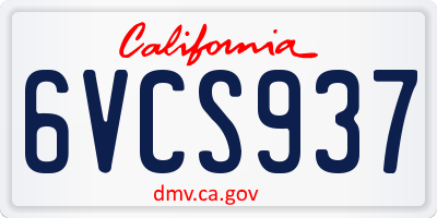CA license plate 6VCS937