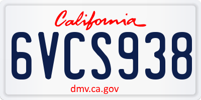 CA license plate 6VCS938
