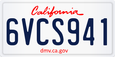 CA license plate 6VCS941
