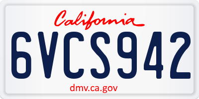 CA license plate 6VCS942