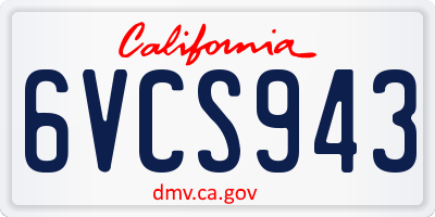 CA license plate 6VCS943