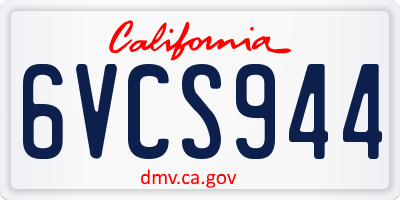 CA license plate 6VCS944
