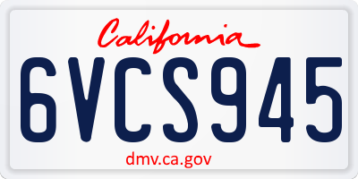 CA license plate 6VCS945