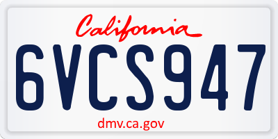 CA license plate 6VCS947