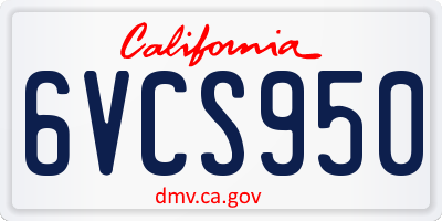CA license plate 6VCS950