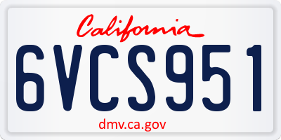 CA license plate 6VCS951