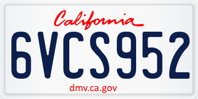 CA license plate 6VCS952