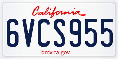 CA license plate 6VCS955