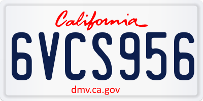 CA license plate 6VCS956