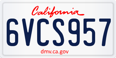 CA license plate 6VCS957