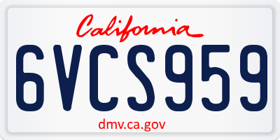 CA license plate 6VCS959