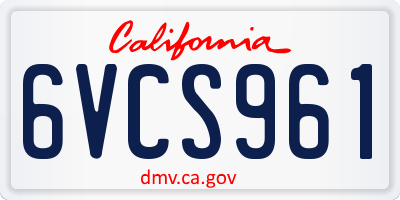 CA license plate 6VCS961
