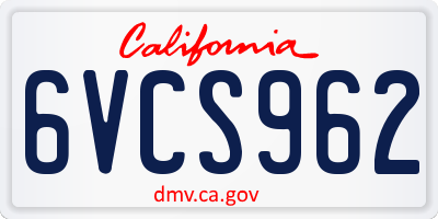 CA license plate 6VCS962