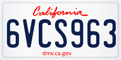 CA license plate 6VCS963