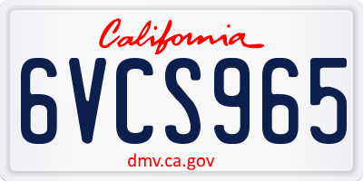 CA license plate 6VCS965