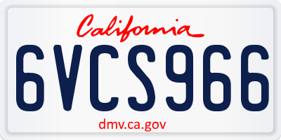 CA license plate 6VCS966