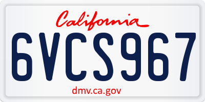 CA license plate 6VCS967