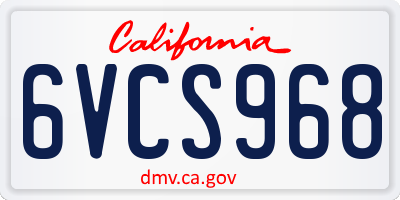 CA license plate 6VCS968