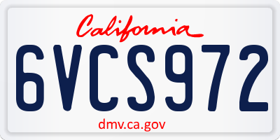 CA license plate 6VCS972