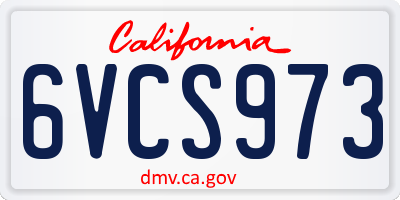 CA license plate 6VCS973
