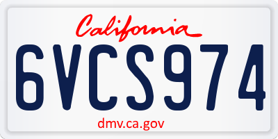 CA license plate 6VCS974