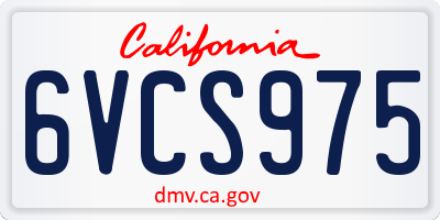 CA license plate 6VCS975