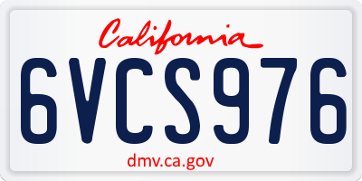CA license plate 6VCS976