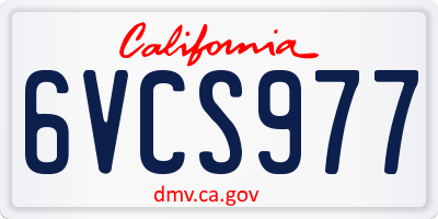 CA license plate 6VCS977