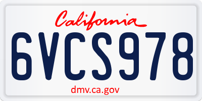 CA license plate 6VCS978