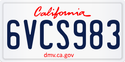 CA license plate 6VCS983