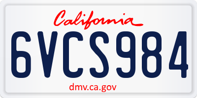 CA license plate 6VCS984