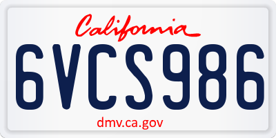 CA license plate 6VCS986