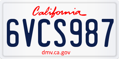CA license plate 6VCS987