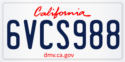 CA license plate 6VCS988