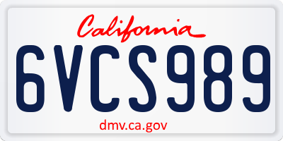 CA license plate 6VCS989