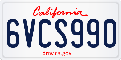 CA license plate 6VCS990